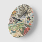 Sommerstrand Vintages Retro viktorianisch Runde Wanduhr (Winkel)