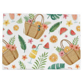 SOMMERSTRANDKORB FRÜCHTE UND BLUMEN GROßE GESCHENKTÜTE (Rückseite)