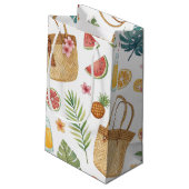 SOMMERSTRANDKORB FRÜCHTE UND BLUMEN KLEINE GESCHENKTÜTE (Rückseite Schrägansicht)