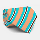 Sommerstreifen - Aqua, Korallen und Braun Krawatte (Gerollt)
