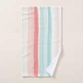 Sommerstreifen in Korallen und Türkis 2 Badhandtuch Set (Handtuch)