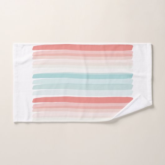 Sommerstreifen in Korallen und Türkis Badhandtuch Set (Handtuch)