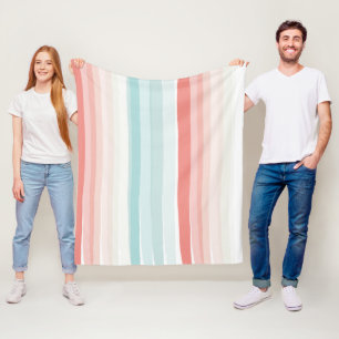 Sommerstreifen in Korallen und Türkis Fleecedecke