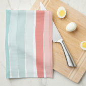 Sommerstreifen in Korallen und Türkis Geschirrtuch (Viertel Falte)
