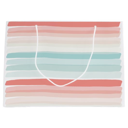 Sommerstreifen in Korallen und Türkis Große Geschenktüte (Vorderseite)