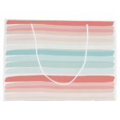Sommerstreifen in Korallen und Türkis Große Geschenktüte (Rückseite)