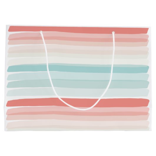 Sommerstreifen in Korallen und Türkis Große Geschenktüte (Rückseite)