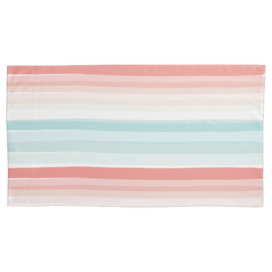 Sommerstreifen in Korallen und Türkis Kissenbezug (Vorderseite)