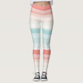 Sommerstreifen in Korallen und Türkis Leggings (Vorderseite)