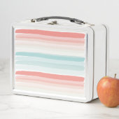 Sommerstreifen in Korallen und Türkis Metall Brotdose (Beispiel)