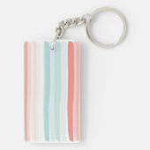 Sommerstreifen in Korallen und Türkis Schlüsselanhänger (Rückseite)