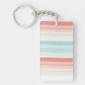 Sommerstreifen in Korallen und Türkis Schlüsselanhänger (Vorderseite)