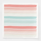 Sommerstreifen in Korallen und Türkis Serviette (Vorderseite)