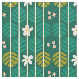 Sommerstreifen Retro-Blumen dunkelgrünen Stoff