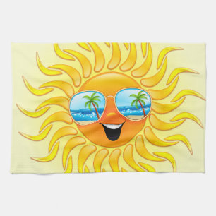 Sommersun-Cartoon mit Sonnenbrilleküchentüchern Handtuch