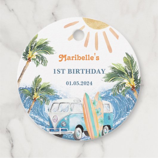 Sommersurf Geburtstagsparty Geschenkanhänger (Vorderseite)