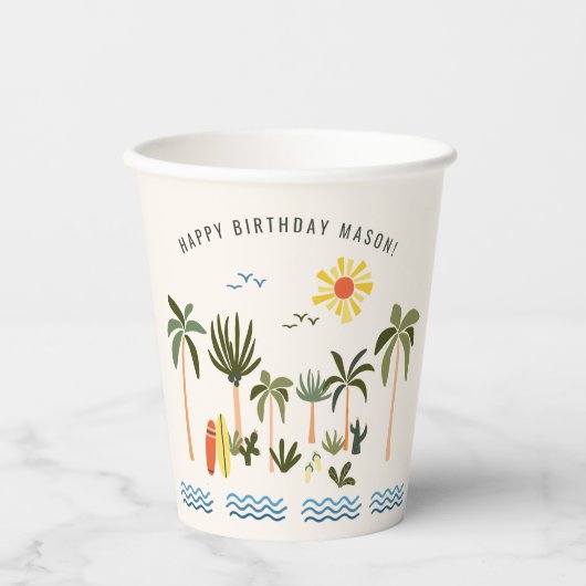 Sommersurf Geburtstagsparty Pappbecher (Vorderseite)
