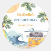 Sommersurf Geburtstagsparty Runder Aufkleber (Vorderseite)