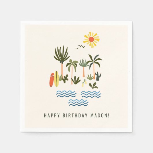 Sommersurf Geburtstagsparty Serviette (Vorderseite)