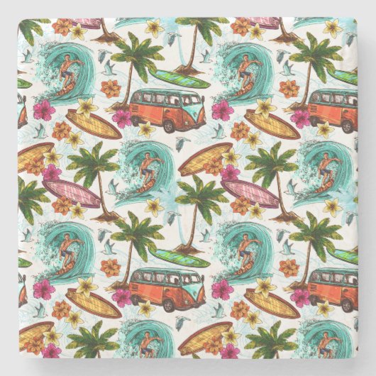 Sommersurfen Steinuntersetzer (Vorderseite)