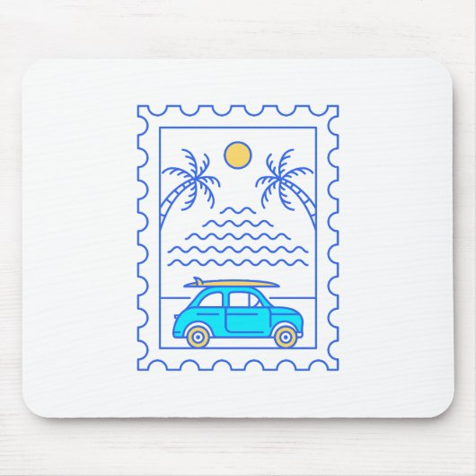 Sommersurfing Postal Briefmarke 2 Mousepad (Vorne)