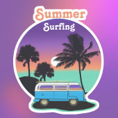 Sommersurfing Retro Camper Sunset Sticker