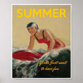 Sommersurfposter der 30er Jahre Poster