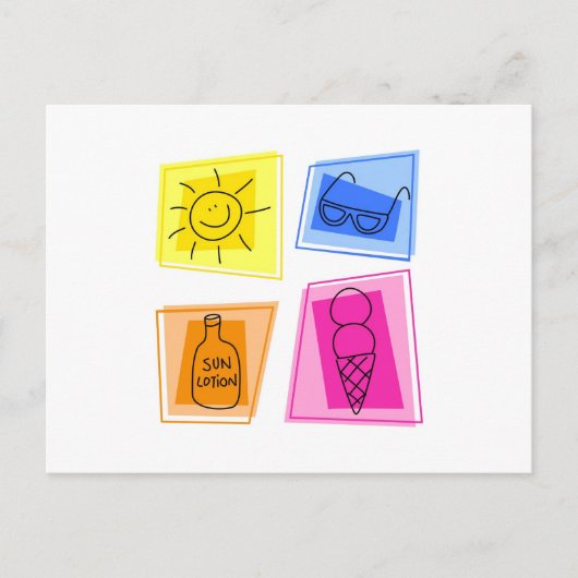 Sommersymbole Postkarte (Vorderseite)