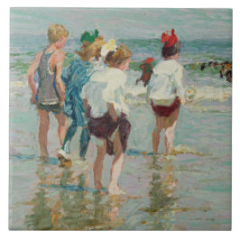 Sommertag am Brighton Beach (von E.H. Potthast) Fliese