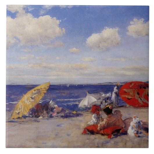 Sommertag am Meer (Strandlandschaft) Fliese (Vorderseite)