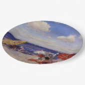 Sommertag am Meer (Strandlandschaft) Pappteller (Schrägansicht)