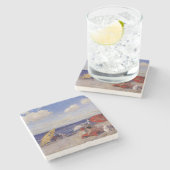 Sommertag am Meer (Strandlandschaft) Steinuntersetzer (Seitenansicht)