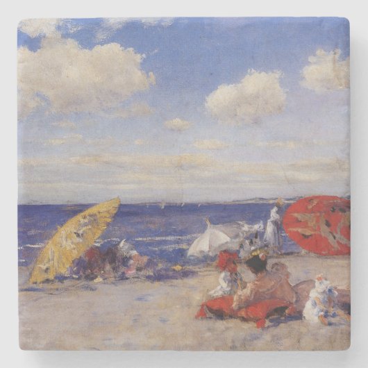 Sommertag am Meer (Strandlandschaft) Steinuntersetzer (Vorderseite)