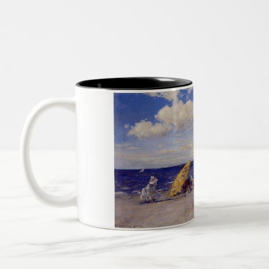 Sommertag am Meer (Strandlandschaft) Zweifarbige Tasse (Links)