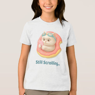 Sommertag am Pool: Bao Bao Katze in Donut-Schwimmh Tri-Blend Shirt