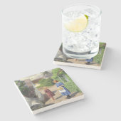 Sommertag in Dänemark (Mutter und Tochter) Steinuntersetzer (Seitenansicht)