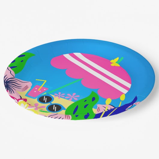 Sommertag Pappteller (Schrägansicht)