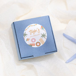 Sommertag Spaß Girl Pool Geburtstagsparty Runder Aufkleber