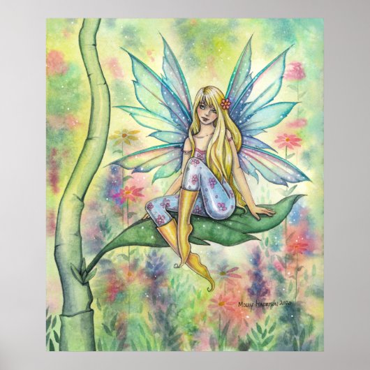 Sommertag Wasserfarben Fairy Illustration Art Poster (Vorne)