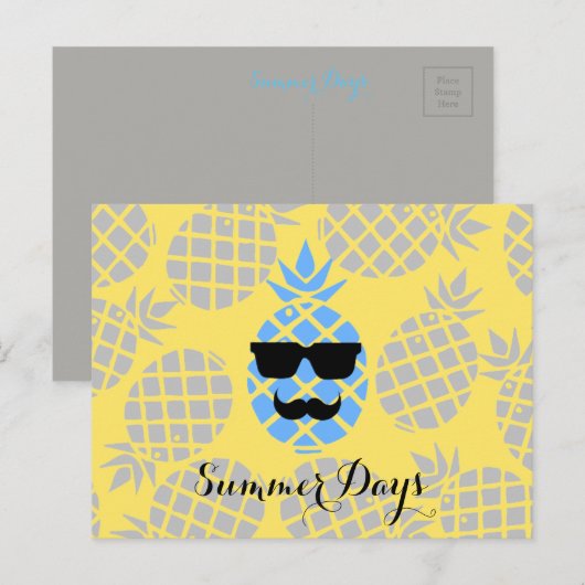 "Sommertage" Ananas Postkarte (Vorne/Hinten)