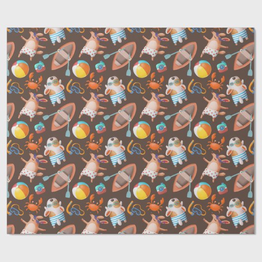 Sommertage der Hunde Geschenkpapier (Flach)