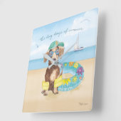 Sommertage der Hunde Quadratische Wanduhr (Winkel)