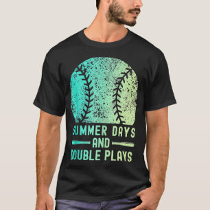 Sommertage und Doppelspiele Softball Männer Frauen T-Shirt