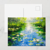 Sommerteich mit Wasserläufen Feiertagspostkarte (Vorne/Hinten)