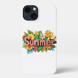 Sommertext - farbenfrohe Sommer-Blume - Illustrati iPhone 13 Hülle