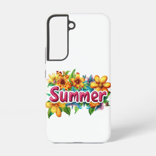 Sommertext - farbenfrohe Sommer-Blume - Illustrati Samsung Galaxy Hülle
