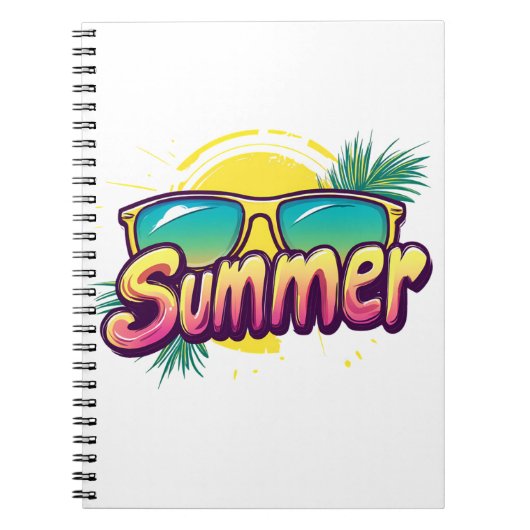Sommertext - farbenfrohe Sommersonnenbrille Notizblock (Vorderseite)