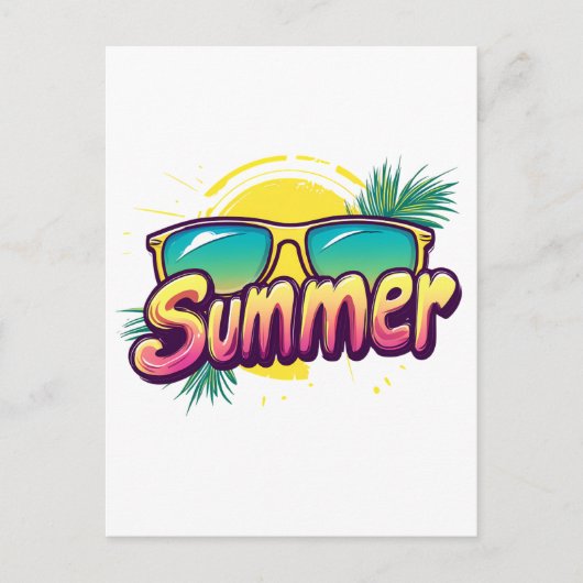 Sommertext - farbenfrohe Sommersonnenbrille Postkarte (Vorderseite)