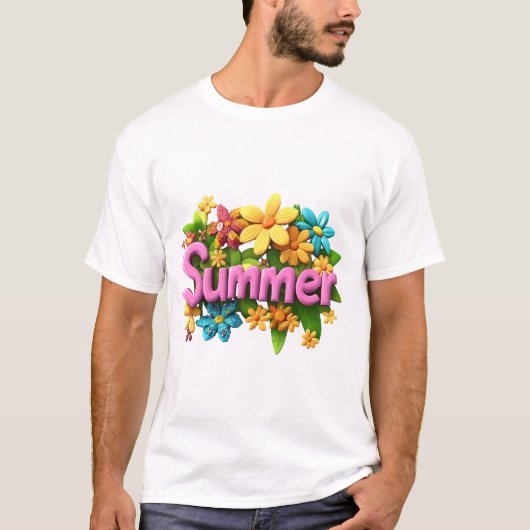 Sommertext mit Blume T-Shirt (Vorderseite)