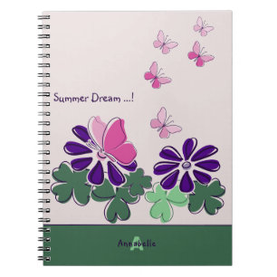 Sommertraum Rosa Lila Blume Schmetterling Notizblock
